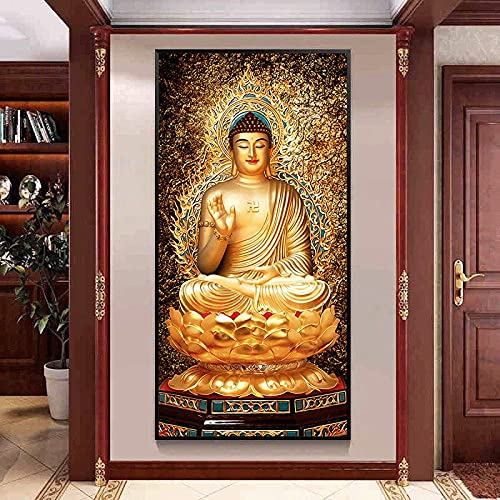LIANGX Cuadro de lienzo de tamaño grande, buda zen dorado, póster decorativo, decoración de dormitorio, impresión artística, decoración del hogar, salón, sin marco (57 x 100 cm)