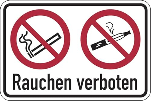 Dreifke® Verbotsschild, Kombischild, Zigarette/E-Zigarette, Rauchen verboten, praxisbewährt Kunststoff