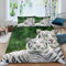 Housse de Couette 200x200 Tigre blanc animal de la forêt Parure de Lit 200x200 Ado 2 personnes Garcon et Fille 3D Imprimé Microfibre Literie avec Fermeture Éclair et 2 Taies d'oreiller 50x75 cm