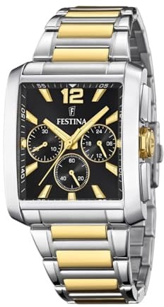 Festina Herrenuhr Analog aus Edelstahl 316l Mehrfarbig | Quarzwerk, Chronograph, Widerstandsfähiges Mineralglas, Wasserdicht 5 ATM F20637/4 Special Prices