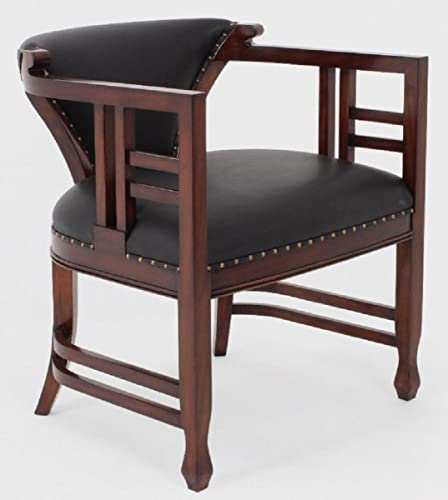 Casa Padrino Luxus Jugendstil Leder Sessel Schwarz/Dunkelbraun - Echtleder Wohnzimmer Sessel - Leder Möbel - Wohnzimmer Möbel - Barock Möbel - Jugendstil Möbel - Luxus Möbel im Jugendstil