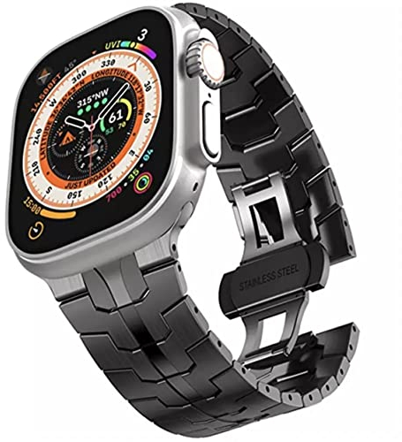 The 5 Shop Cinturino in acciaio inox compatibile con Apple Watch ULTRA Series SE 8 7 6 5 4, cinturino di ricambio per uomo e donna, nero, argento, 38/40/41/42/44/45/49 mm, 49mm