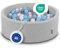KiddyMoon Bällebad 90X30cm/300 Bälle ∅ 7Cm Bällepool Mit Bunten Bällen Für Babys Kinder Rund, Hellgrau:Grau/Weiß/Transparent/Babyblue