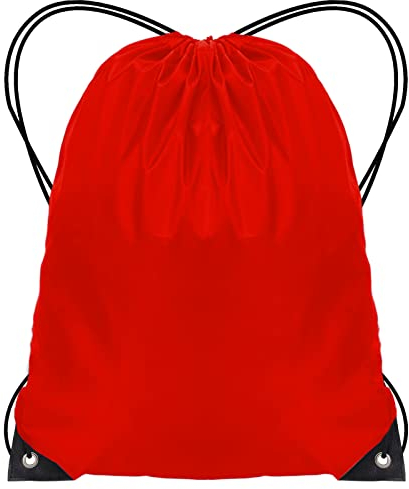 JFmall Drawstring Bags, Swim PE Bags Drawstring Gym Bag for Kids Adults String Swimming Sports Bag for School Sports Swimming Gym Travel Red