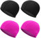 NITAIUN 4 Pezzi Cuffia da Nuoto Elastica Unisex - Nero e Rosa, Comoda e Leggera, in Tessuto Poliestere, Taglia Unica