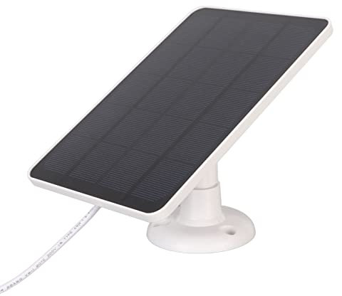 Solar Panel for Security Camera, 5V 4W USB Solar Panel Charger, Outdoor IP65 Waterproof Solar Power Supply for Surveillance Camera, 360° Adjustable Wall Mounting Bracket (White)