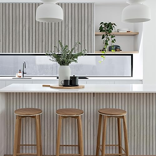 JOLIHOME Gris et Blanc Planches Papier Peint Autocollant Effet Grain de Bois Sticker Mural Décoller et Coller Papier de Contact Rouleaux pour Plan de Travail Salle de Bain Imperméable 40x500cm