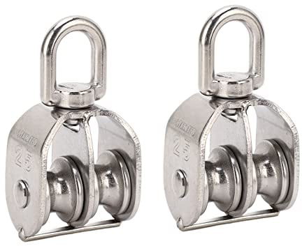 M25-Flaschenzug, 2 Stück M25 Doppel-Flaschenzug, 150 Kg Tragfähigkeit, Edelstahl-Doppel-Flaschenzug, Schnapp