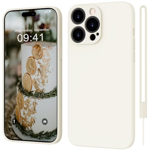 ORDA for iPhone 15 Pro case Silicone Camera Protection Ultra Slim case Soft Gel 15 Pro Cover Rubber Lightweight Anti-Scratch Phone case Compatible for iPhone 15 Pro 6.1 Inch White