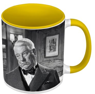 Premium Quality Yellow Mug – Le Gentleman D'Epsom Jean Gabin Louis De Funes Film Francais – Mug with Coloured Handle and Interior