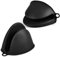 AUAUY Mini Silicone Oven Mitts, 1 Pair Heat Resistant Oven Gloves, Cute Oven Pinch Grip Gloves, Small Potholders for Kitchen, Air Fryer Mitts Pair for Cooking, Baking and Grilling (Black)