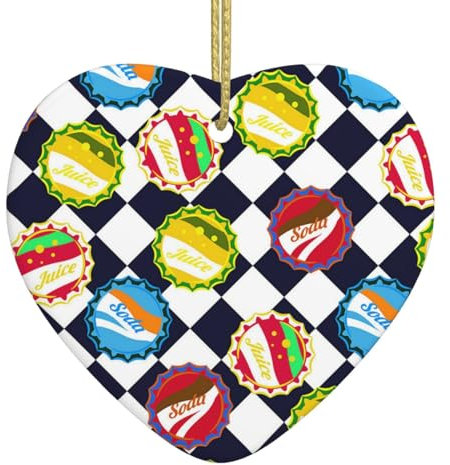 Weihnachtsbaumschmuck in Herzform, Keramik, zum Aufhängen, für Limonaden, Kronkorken, Weihnachtsschmuck für festliche Party, Neujahr