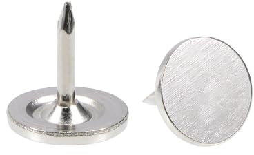 sourcing map 60Pcs Upholstery Tacks, 9.5mmx10mm Flat Head Decorative Furniture Nails Thumb Tack for Furniture Sofa Headboards, Silver