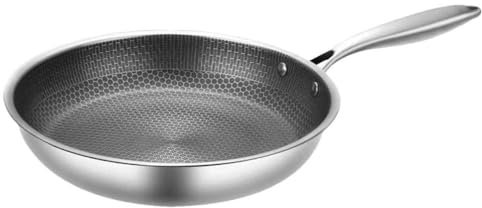 Luxshiny Nonstick Honeycomb Frying Pan Stainless Steel Pan Ergonomic Handle for Seafood Meat Everyday Cooking Induction Compatible Lightweight Easy to Handle