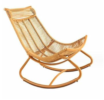MoBShiK Schaukelstuhl mit Metallgestell und gepolsterter Chaiselongue mit hoher Rückenlehne, geeignet für Balkon, Garten, Terrasse, Veranda