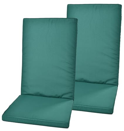 Rattanland® Gartenstuhlauflagen Hochlehner - Stuhlkissen Set - Wasserdichter Stoff - Sitzauflagen Hochlehner, Auflagen für Gartenmöbel, Hochlehner Auflagen, Sitzkissen für Gartenstühle (2, Grün)