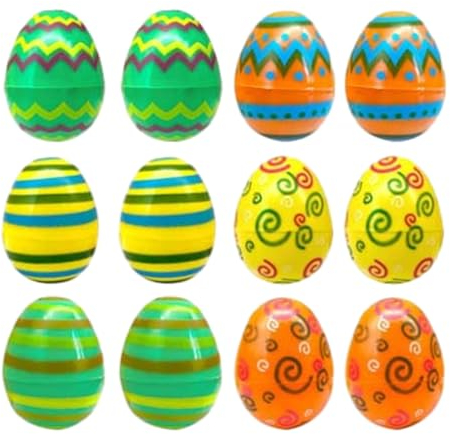 Oldmoom 12 Stück Ostereier Zum Befüllen, Plastik-Ostereier zum Füllen für die Eiersuche, Ostereier Plastik Bunt, Ostern Eier zum Befüllen, für Osterkörbchenfüller Ostereiersuche Ostereier Deko