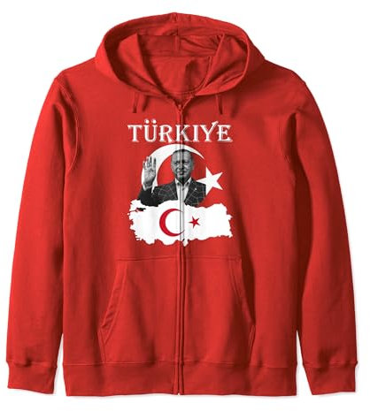 Recep Tayyip Erdogan Türkiye Rote Flagge Türkei Türkische Kapuzenjacke