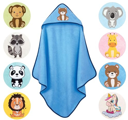 LAYNENBURG Premium Kapuzenhandtuch Baby - Badehandtuch aus 100% Baumwolle - Oeko TEX - Handtuch mit Kapuze für Neugeborene & Kinder - Badetuch, Babyhandtuch Mädchen, Jungen (Bär 80 x 80cm)