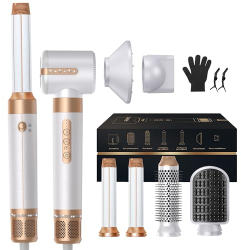 UKLISS Hair Styler Set 7 in 1 Airstyler & Haartrockner, Auto-Wrap Lockenbürste Warmluft, Rundbürstenföhn, Haarföhn, Föhnbürste zum Föhnen, Locken, Glätten für Kurze Lange haare, Idea Geschenksets