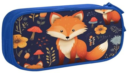 ZHONGSK Große Kapazität Federmäppchen Stifttasche Schreibwarenbeutel Stifteetui mit Fächern Reißverschluss, Niedliche Federtasche | Niedliche Tier Fuchs Blume | Stifteetui Organizer für Jungen Mädchen
