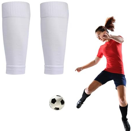 Fußball Sleeves Tubes,Fußball Schienbeinschutz Socken,Unisex Tube Stutzen,Fußball Socken, Ärmel für Fußballsocken,Grip Socken Fußball, für Fußball Laufen oder Training Anfänger (Weiß)