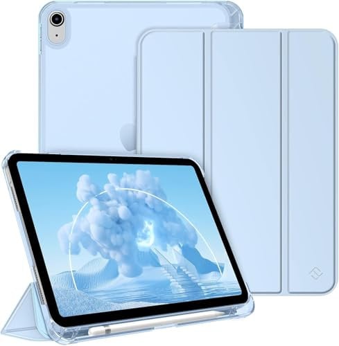 FINTIE Case for iPad (A16) 11th Generation 11 Inch (2025), iPad 10th Generation 10.9 Inch (2022) - Ultra Slim Cover with Matte Back Shell Built-in Pencil Holder, Auto Wake Sleep, Sky Blue