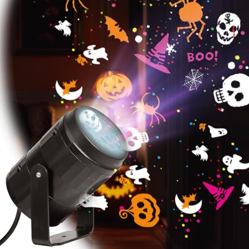 Lwxjjer Ghost Projector Halloween Projector Lights Outdoor Decorations Mains Powered Waterproof for Outdoors & Indoors Home Garden Window Halloween Decorations ﻿ (Black)