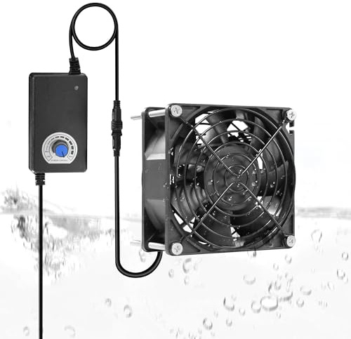 PANO-MOUNTS 92mm 3.54inch Upgraded IP68 Waterproof Dual Ball Bearing Cooling Fan -Max 4500RPM with Stepless Speed Controller for DIY Ventilation Exhaust Projects