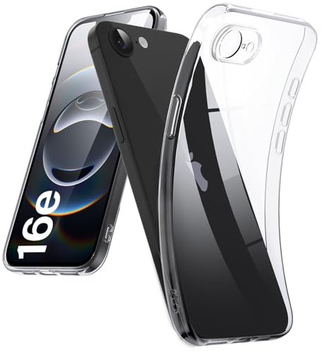 DOSMUNG Klar Hülle für iPhone 16e (6.1), Flexible Minimalistische Silikonhülle Weiche Case Stoßfeste Kratzfestigkeit Handyhülle für iPhone 16e 2025, Durchsichtig