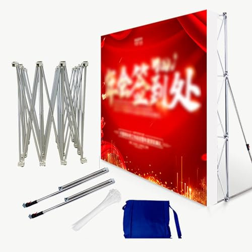 Pop-Up-Displayständer Pop-up-Displayständer mit Tragetasche + Nylonbändern, Spannrahmen aus Aluminium für Hintergrundkabinen mit Hinterer Stützstange, Fotohintergründe aus Stoff(3.05x3.8m(10ftx12.5ft)