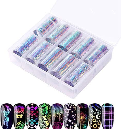 Fuhjythy 1Box/10 Roll Nail Art Stickers Nail Art Transfer Stickers Mixed 3D Nail Sticker