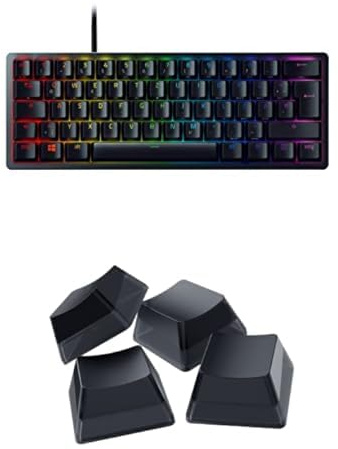 Razer Huntsman Mini (Red Switch) + Phantom Tastenkappen-Set - Kompakte 60% Gaming Tastatur (Lineare Optisch-Mechanische Switches, Doubleshot PBT-Tastenkappen, USB-C Kabel) QWERTZ DE-Layout | Schwarz