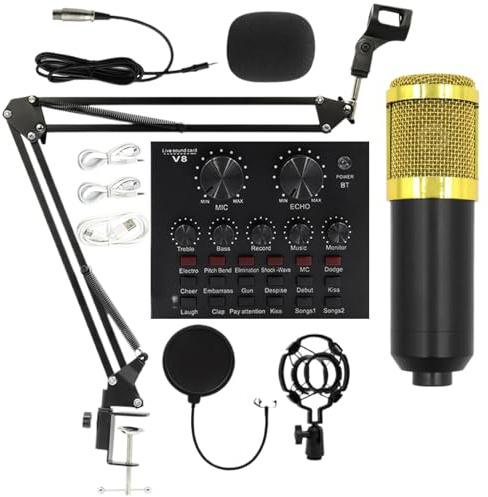 Genérico Bundle d'équipements de podcast - Ensemble de cartes son de transmission - Paquet de transmission | ABS fait d'enregistrement d'enregistrement de microphone | Kit de transmission facile