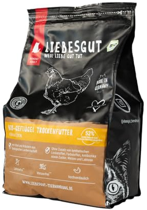 Liebesgut Bio Trockenfutter für ausgewachsene Katzen Bio-Rind und Bio-Geflügel, extra viel Fleisch, 1,5kg