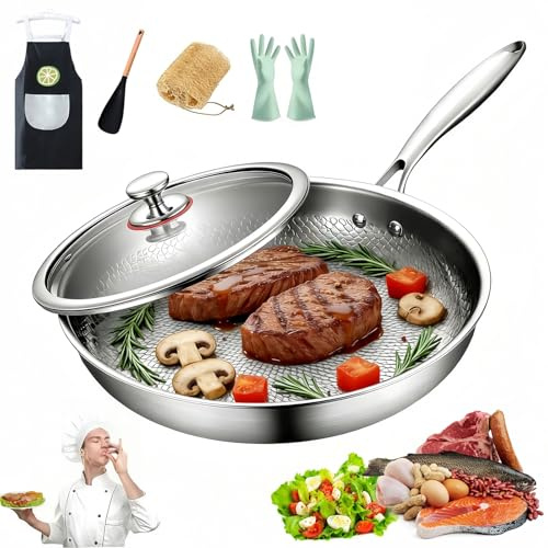 HOPASRISEE 2026 Neu Kovali Titan Premium Pfanne, Titan Pfanne Unbeschichtet mit Deckel 24/26/28/30/32 CM, Verdickt, Antihaftbeschichtet & Langlebig, für Alle Herdarten Geeignet(30CM,Mit Abdeckung)