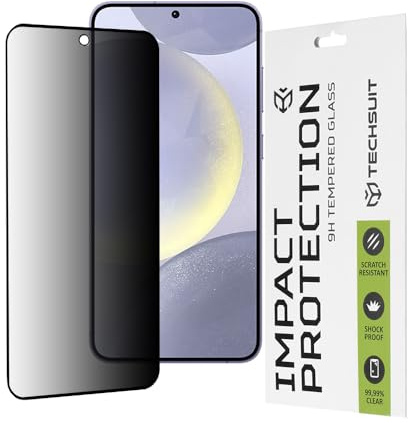 Techsuit Sichtschutzfolie für Samsung Galaxy S24 Plus, Galaxy S25 Plus Gehärtetes Glas mit 9H Härte, Vollständige Abdeckung, Stoßschutz, Anti Fingerabdruck, Blasenfrei, 111D Privacy Full Glue