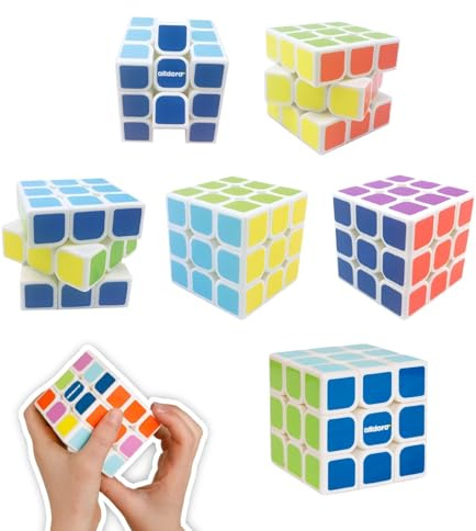 alldoro 68768 Flexi Cube Zauberwürfel 6er Set, klassisches 3x3 Knobelspiel für Kinder & Erwachsene ab 3 Jahre