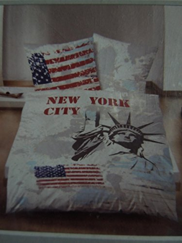 Castell Bettwäsche New York Microfaser-Satin, 1 Bezug 135/200, 1 Kissen 80x80, waschbar 40 Grad