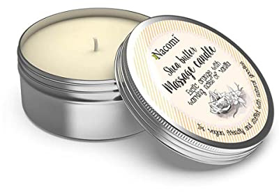 Nacomi Natural Vegan Body Massage Candle Shea Butter Exotic Orange with Warming Notes of Vanilla 150g