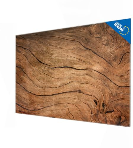 banjado Glas-Magnettafel in 90x60cm für Notizen in Holzoptik | Magnetisches Glasboard für Notizen und Fotos, mit Motiv Trockenes Holz in warmer Holzoptik