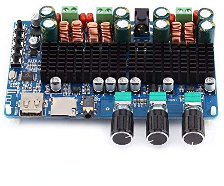 Hilitand Amplificateur de Puissance Numérique 2.1 Canaux, Entrée Bluetooth USB TF, Sortie Subwoofer Stéréo 100W