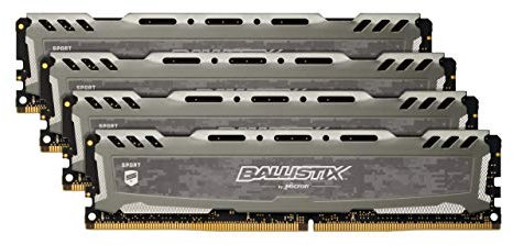 Crucial Ballistix Sport LT BLS4K16G4D30BESB 3000 MHz, DDR4, DRAM, Desktop Gaming Speicher Kit, 64GB (16GB x4), CL16 (Grau)