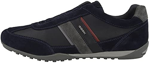 Geox U Wells A, Sneakers Uomo, Blu/Rosso (Navy/Dk Burgundy), 39 EU
