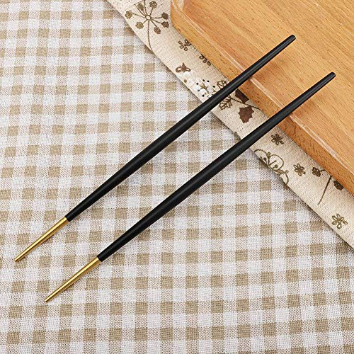 Set di bacchette in acciaio inox Set di posate di bacchette giapponesi in oro(nero)
