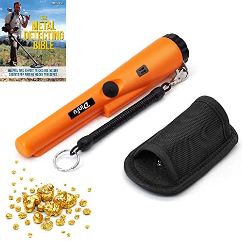 Dinfu Rilevatore Metalli Portatili Metal Detector Professionale Impermeabile Alta Sensibilità 360° Rileva Oro, Argento, Rame,Monete, Gioielli,rilevatore di Metalli per Principianti (Arancia)