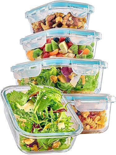 Praknu Recipientes de Cristal para Alimentos - Juego de 4 Tuppers Herméticos - Con Tapa - Sin BPA - Aptos para Lavavajillas, Congelador y Microondas