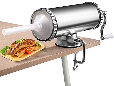 DREAMADE Wurstfüller 2,5 KG, Aluminium Wurstmaschine, Manuelle Wurstfüllmaschine, Wurstspritze Wurstpresse inkl. 3 Füllrohre (2,5 KG)
