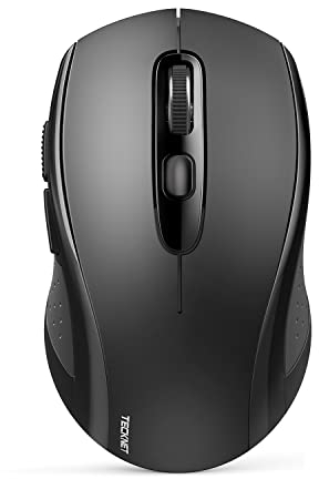 TECKNET Mouse Bluetooth 5.0 e 3.0, 3 Modalità, Mouse Ottico Portatile Wireless 2.4G con Ricevitore USB Nano, 4000 DPI per Laptop, MacBook, PC, Windows, Android,Nero