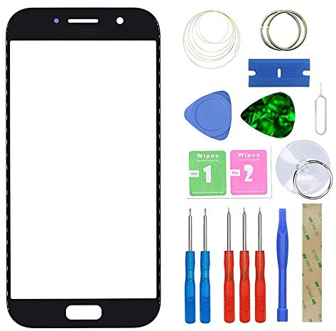 MovTEK Display Reparatur Set Frontglas Ersatz für Samsung Galaxy A5 A520 (2017) Front Glas Displayglas mit Werkzeug und Kleber (Schwarz)